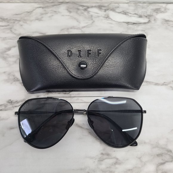 Diff Eyewear Accessories - Diff Black Aviator Polarized Sunglasses